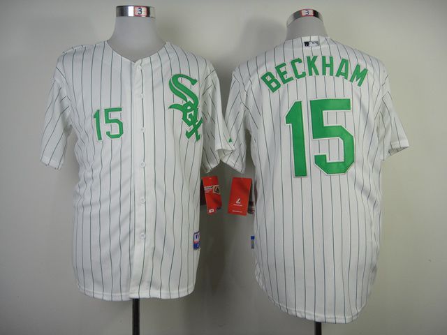 Men Chicago White Sox #15 Beckham White green MLB Jerseys